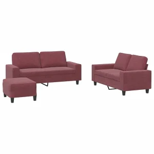 3-delige Loungeset stof wijnrood
