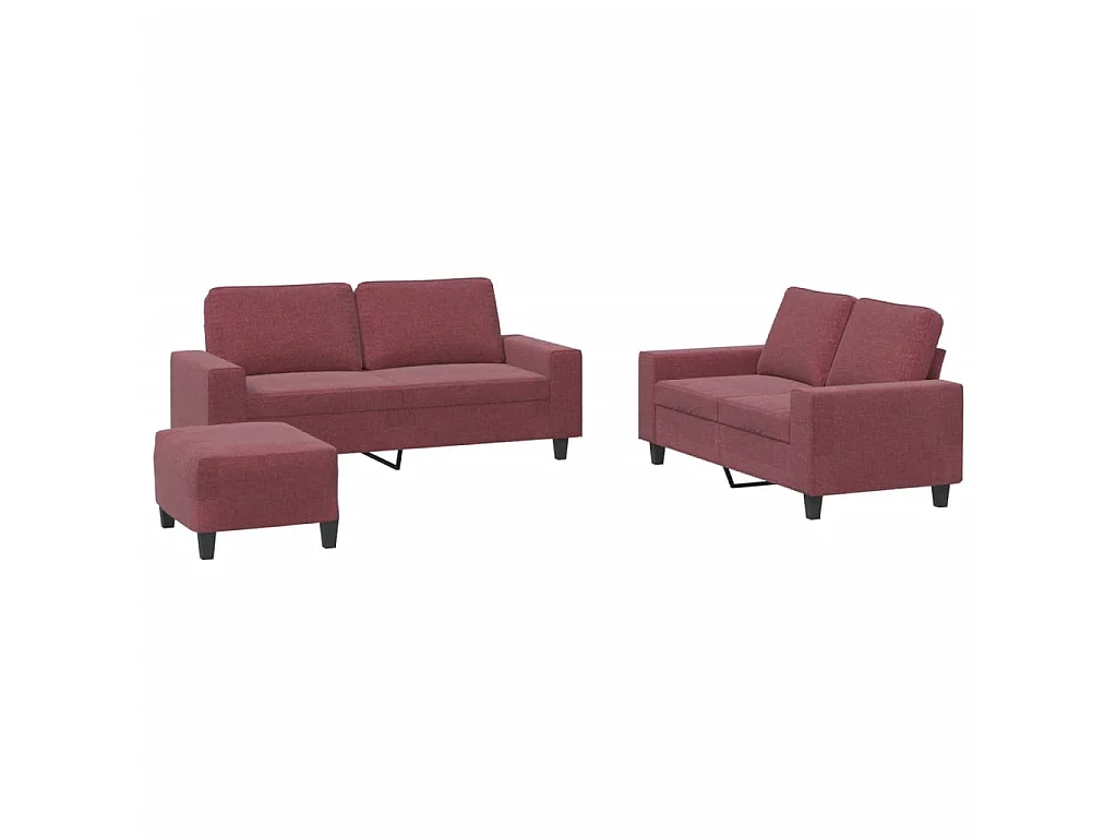 3-delige Loungeset stof wijnrood