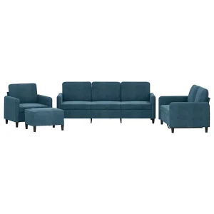 4-delige Loungeset fluweel blauw 4-delige Loungeset fluweel blauw