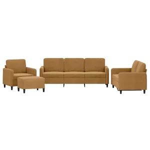 4-delige Loungeset fluweel bruin 4-delige Loungeset fluweel bruin