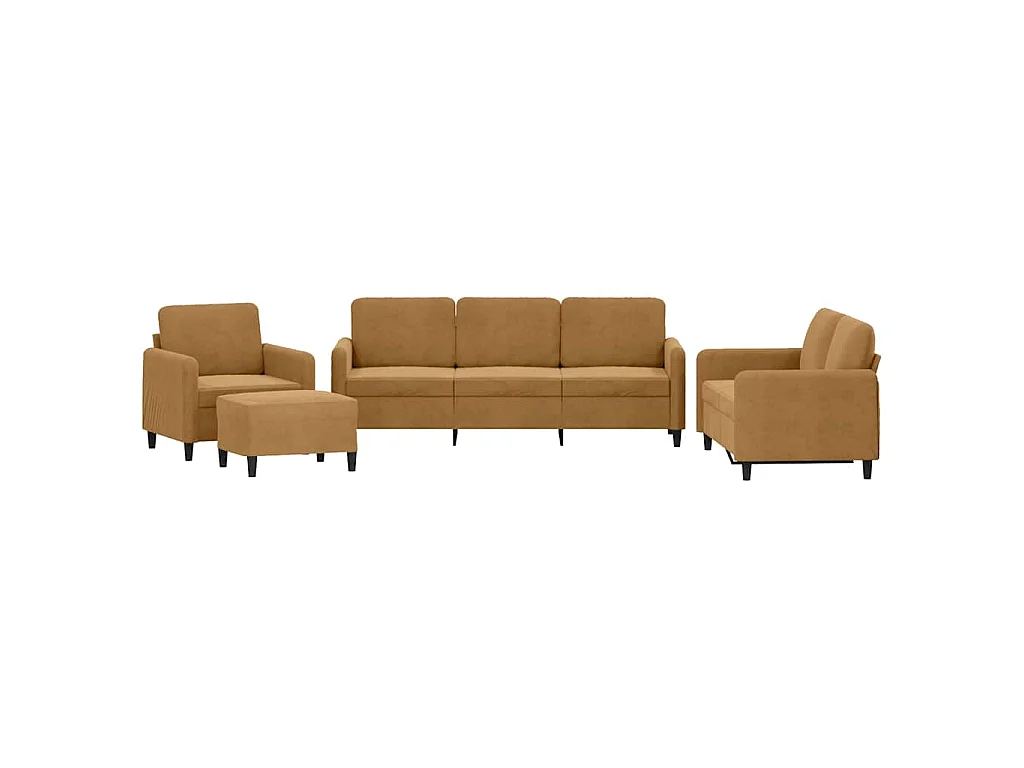 4-delige Loungeset fluweel bruin