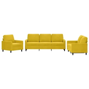 3-delige Loungeset met kussens fluweel geel 3-delige Loungeset met kussens fluweel geel