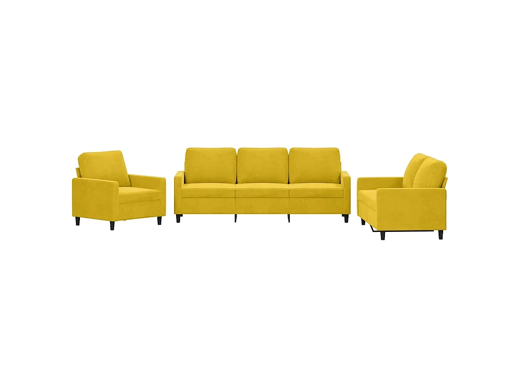 3-delige Loungeset met kussens fluweel geel