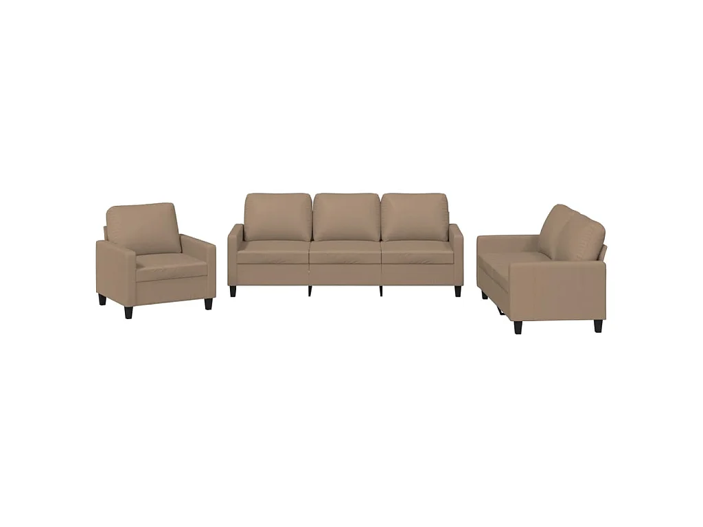 3-delige Loungeset met kussens kunstleer cappuccino
