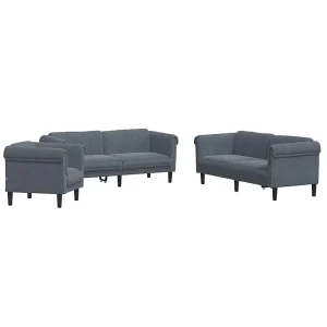 3-delige Loungeset fluweel donkergrijs 3-delige Loungeset fluweel donkergrijs
