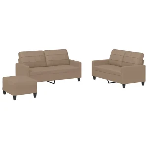 3-delige Loungeset met kussens kunstleer cappuccino 3-delige Loungeset met kussens kunstleer cappuccino