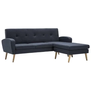 Bank L-vormig 186x136x79 cm stoffen bekleding donkergrijs Bank L-vormig 186x136x79 cm stoffen bekleding donkergrijs