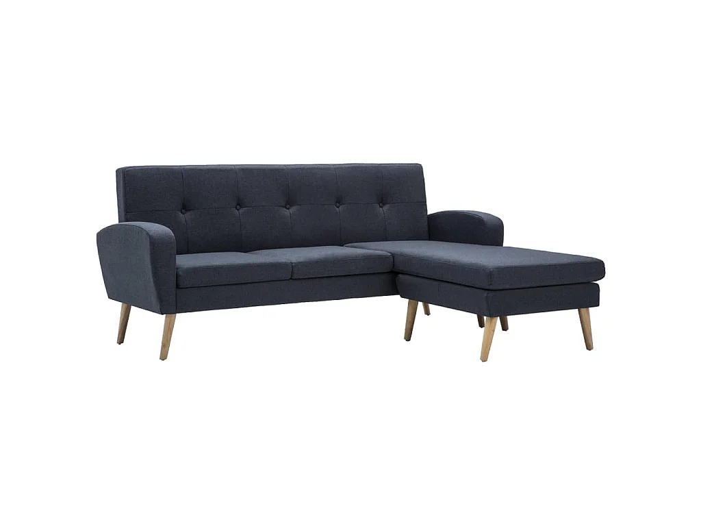 Bank L-vormig 186x136x79 cm stoffen bekleding donkergrijs