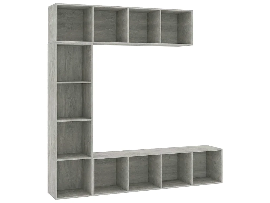3-delige Boekenkast-/tv-meubelset 180x30x180 cm betongrijs