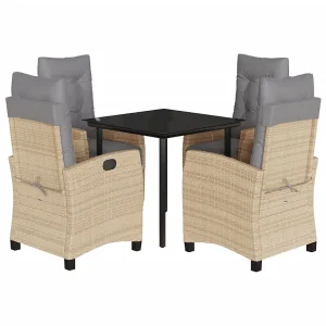 5-delige Tuinset met kussens poly rattan gemengd beige 5-delige Tuinset met kussens poly rattan gemengd beige
