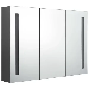 Badkamerkast met spiegel en LED 89x14x62 cm grijs Badkamerkast met spiegel en LED 89x14x62 cm grijs