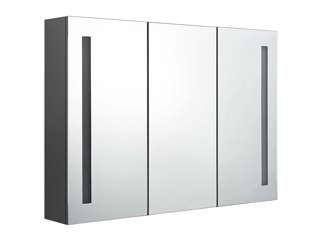 Badkamerkast met spiegel en LED 89x14x62 cm grijs