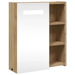 Badkamerkast met spiegel en LED 45x13x52 cm eikenkleurig Badkamerkast met spiegel en LED 45x13x52 cm eikenkleurig