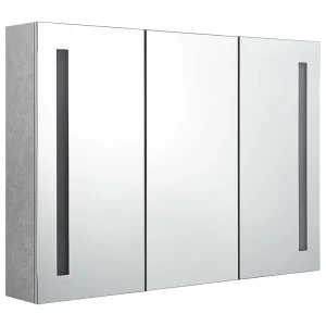 Badkamerkast met spiegel en LED 89x14x62 cm betongrijs Badkamerkast met spiegel en LED 89x14x62 cm betongrijs