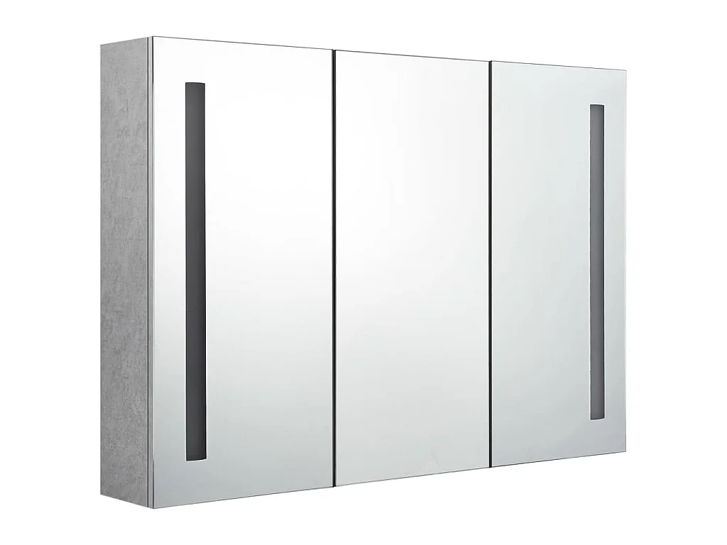 Badkamerkast met spiegel en LED 89x14x62 cm betongrijs