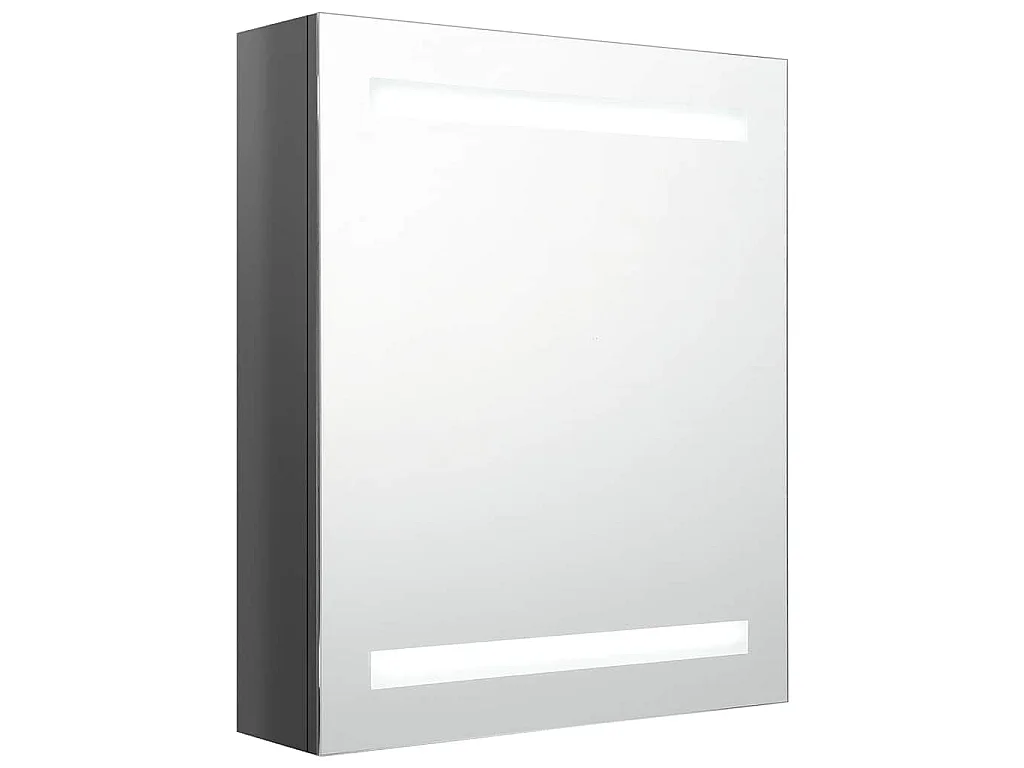 Badkamerkast met spiegel LED 50x14x60 cm glanzend grijs