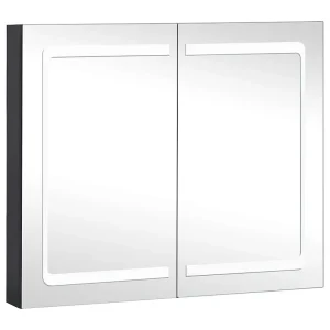 Badkamerkast met spiegel en LED 80×12,2×68 cm Badkamerkast met spiegel en LED 80×12,2×68 cm