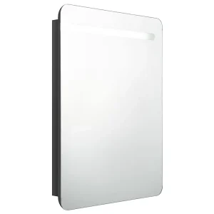 Badkamerkast met spiegel en LED 60x11x80 cm glanzend zwart