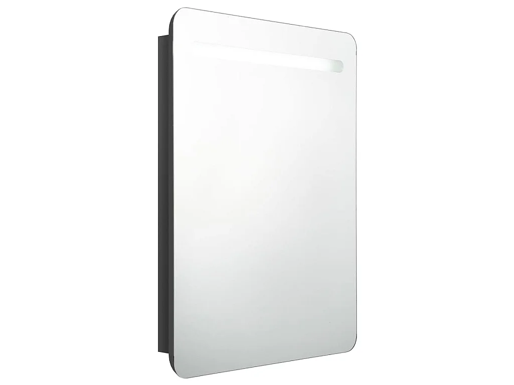 Badkamerkast met spiegel en LED 60x11x80 cm glanzend zwart