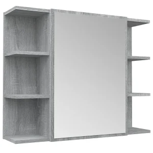 Badkamerspiegelkast 80×20,5×64 cm bewerkt hout grijs sonoma Badkamerspiegelkast 80×20,5×64 cm bewerkt hout grijs sonoma