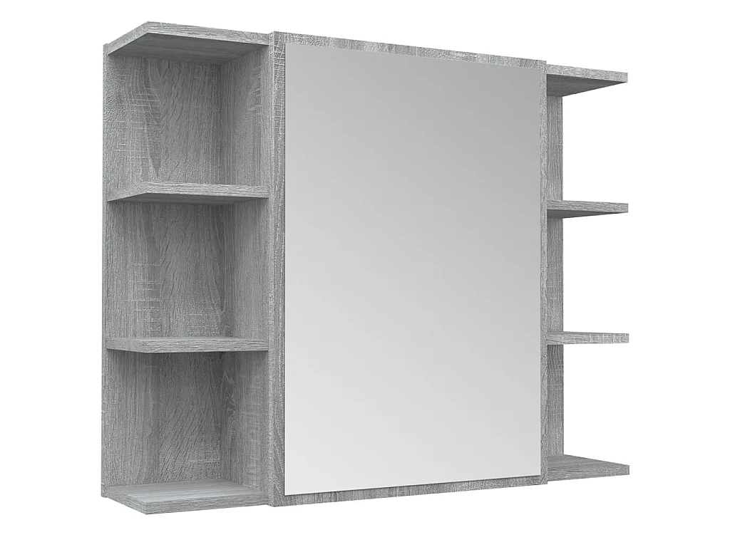 Badkamerspiegelkast 80x20,5x64 cm bewerkt hout grijs sonoma