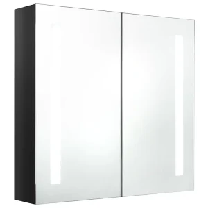 Badkamerkast met spiegel en LED 62x14x60 cm glanzend zwart Badkamerkast met spiegel en LED 62x14x60 cm glanzend zwart