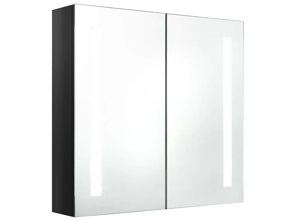 Badkamerkast met spiegel en LED 62x14x60 cm glanzend zwart