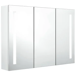 Badkamerkast met spiegel en LED 89x14x62 cm glanzend wit Badkamerkast met spiegel en LED 89x14x62 cm glanzend wit