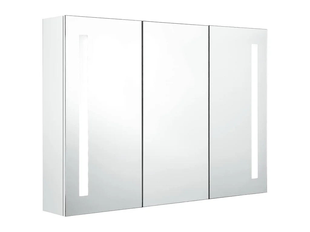 Badkamerkast met spiegel en LED 89x14x62 cm glanzend wit