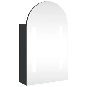 Badkamerkast met spiegel en LED gebogen 42x13x70 cm zwart Badkamerkast met spiegel en LED gebogen 42x13x70 cm zwart