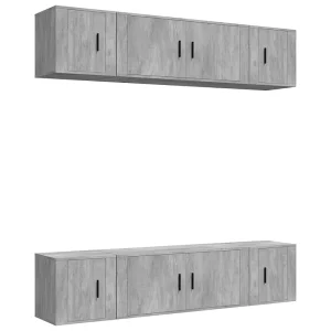 6-delige Tv-meubelset bewerkt hout betongrijs 6-delige Tv-meubelset bewerkt hout betongrijs