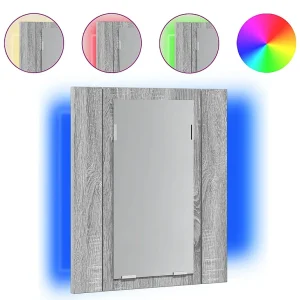 Badkamerspiegelkast LED 40x12x45 cm bewerkt hout grijs sonoma