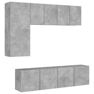 5-delige Tv-wandmeubelset bewerkt hout betongrijs 5-delige Tv-wandmeubelset bewerkt hout betongrijs