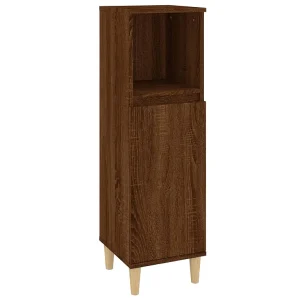 Badkamerkast 30x30x100 cm bewerkt hout bruin eikenkleur