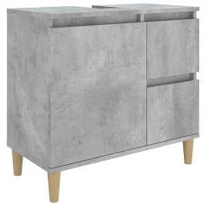 Badkamerkast 65x33x60 cm bewerkt hout betongrijs Badkamerkast 65x33x60 cm bewerkt hout betongrijs