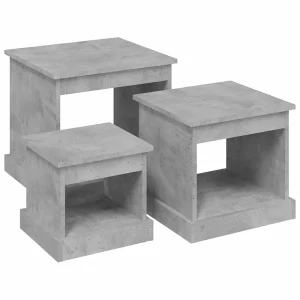 3-delige Salontafelset bewerkt hout betongrijs 3-delige Salontafelset bewerkt hout betongrijs