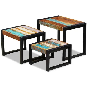 3-delige Tafeltjesset massief gerecycled hout 3-delige Tafeltjesset massief gerecycled hout