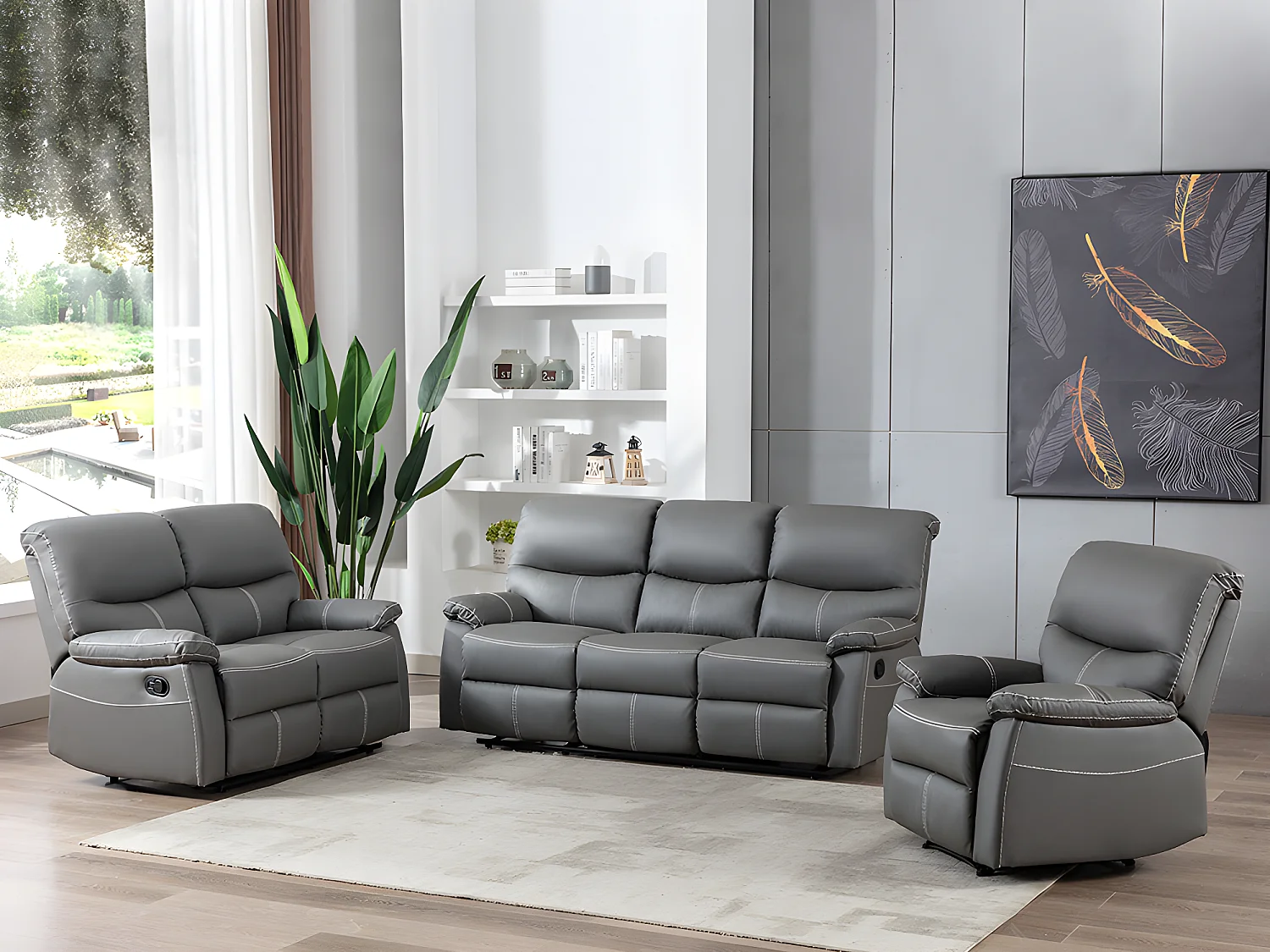3+2+1 zitsbank in grijze kunstleer - CANBY - Koop nu goedkoop in je online meubelshop
