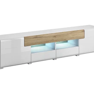 2-deurs TV-meubel met 2 laden 208 cm Jules Wit en Hout 2-deurs TV-meubel met 2 laden 208 cm Jules Wit en Hout