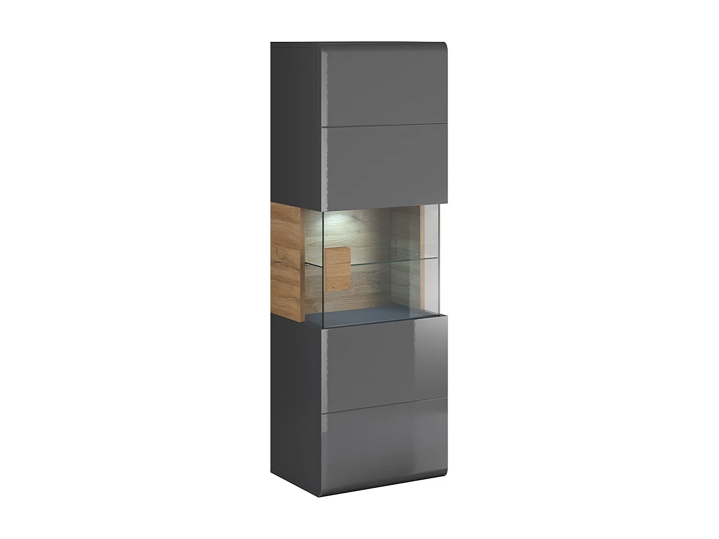 1-deurs wandvitrine met LED Jules Grijs en Hout