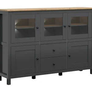 5-deurs dressoir met 2 laden en LED Eend Antracietgrijs en Hout 5-deurs dressoir met 2 laden en LED Eend Antracietgrijs en Hout