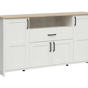 Aksel Wit en Hout 4-deurs dressoir met 1 lade Aksel Wit en Hout 4-deurs dressoir met 1 lade