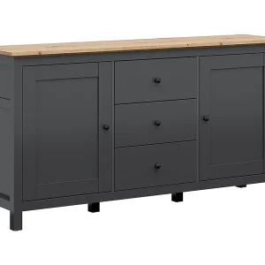 2-deurs dressoir met 3 laden Eend Antracietgrijs en Hout 2-deurs dressoir met 3 laden Eend Antracietgrijs en Hout