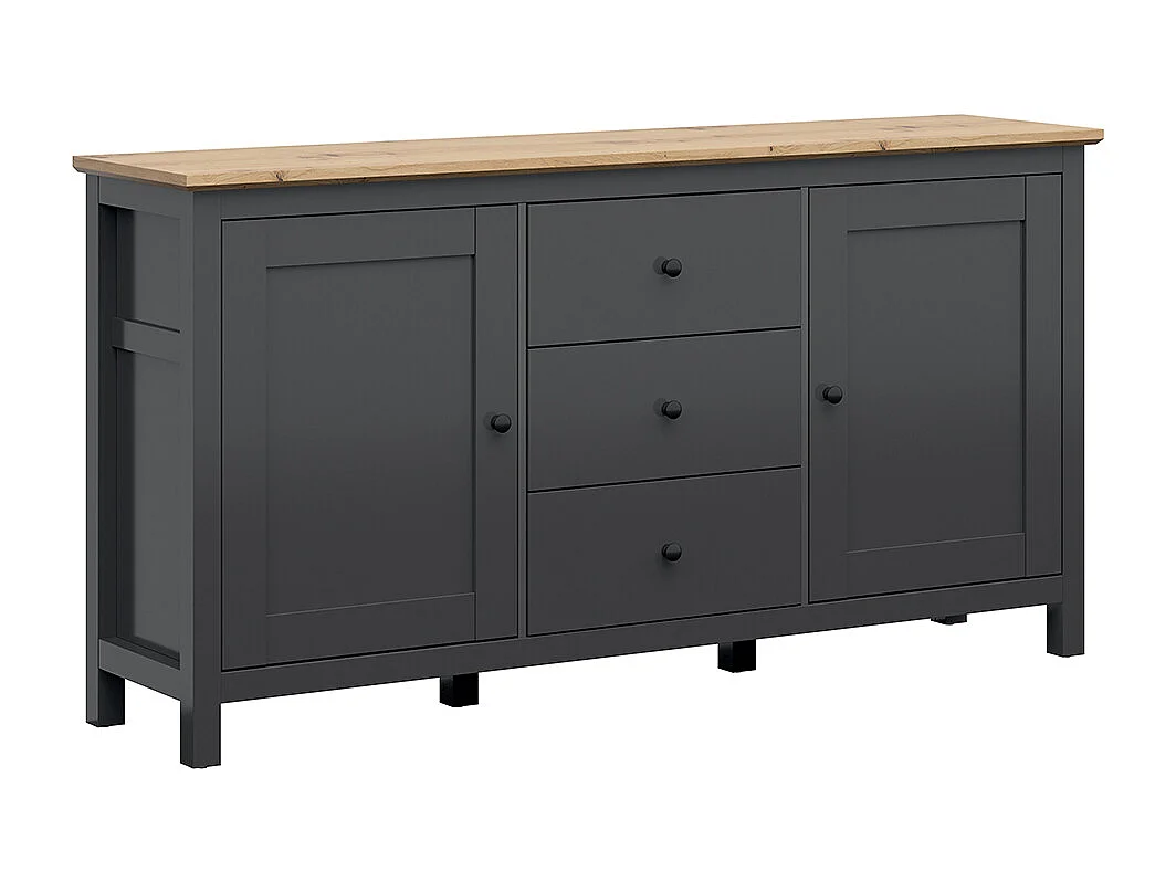 2-deurs dressoir met 3 laden Eend Antracietgrijs en Hout