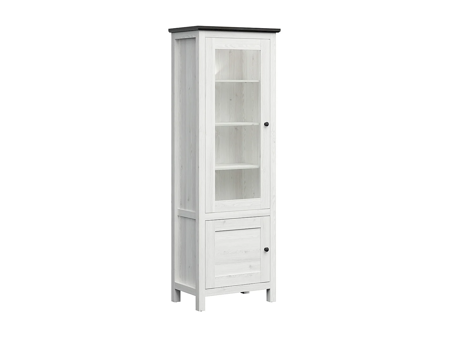 2-deurs vitrinekast met LED Eend Wit en Donker Hout