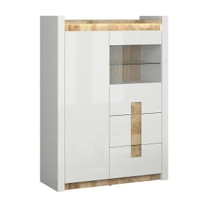 2-deurs servieskast met 2 laden, LED Helios Wit lak en hout 2-deurs servieskast met 2 laden, LED Helios Wit lak en hout