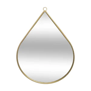 Asymmetrische gouden metalen wandspiegel in druppelvorm 28×39 cm, trendy design om aan de muur te bevestigen Asymmetrische gouden metalen wandspiegel in druppelvorm 28×39 cm, trendy design om aan de muur te bevestigen