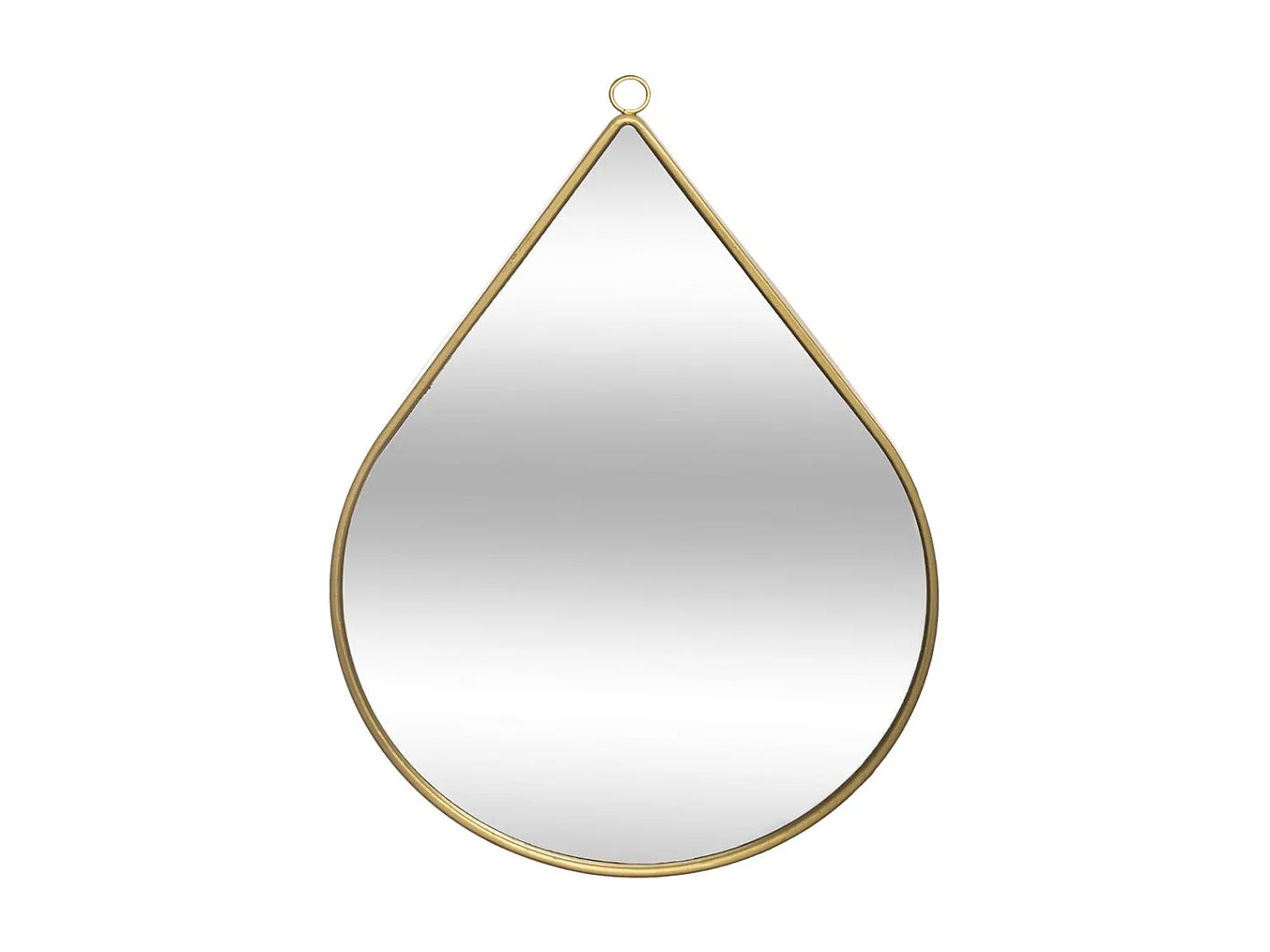 Asymmetrische gouden metalen wandspiegel in druppelvorm 28x39 cm, trendy design om aan de muur te bevestigen